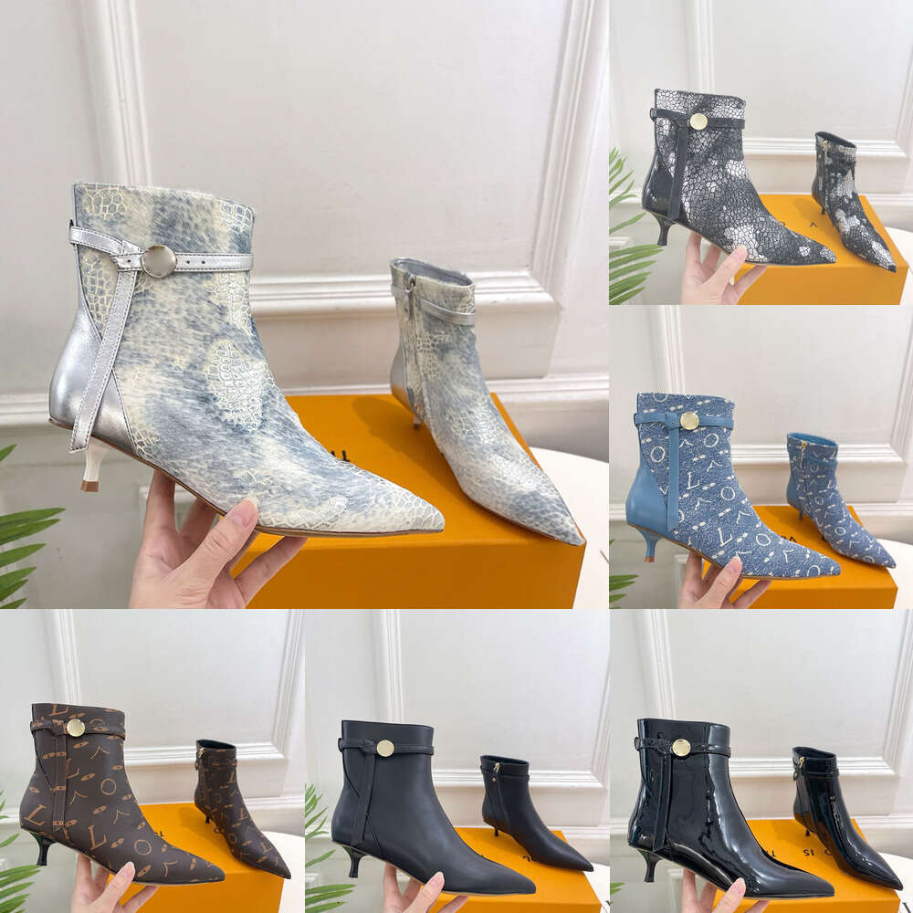 luxury Ankle boot Designer shoe woman pointed Toe goblet stiletto heel booties leather Patent Leather cowboy buckle strap Womens patty Vintage Ladie Martin Boot