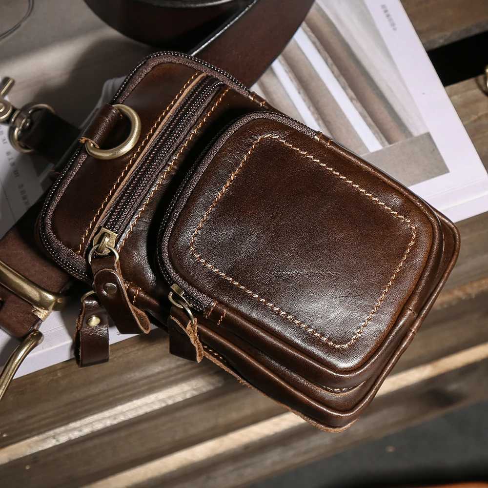JOYIR Mens Leather Waist Bag Vintage Cowhide Leather Man Belt Pouch Casual Male Fanny Pack Waist Pack Phone Pouch NewT251128