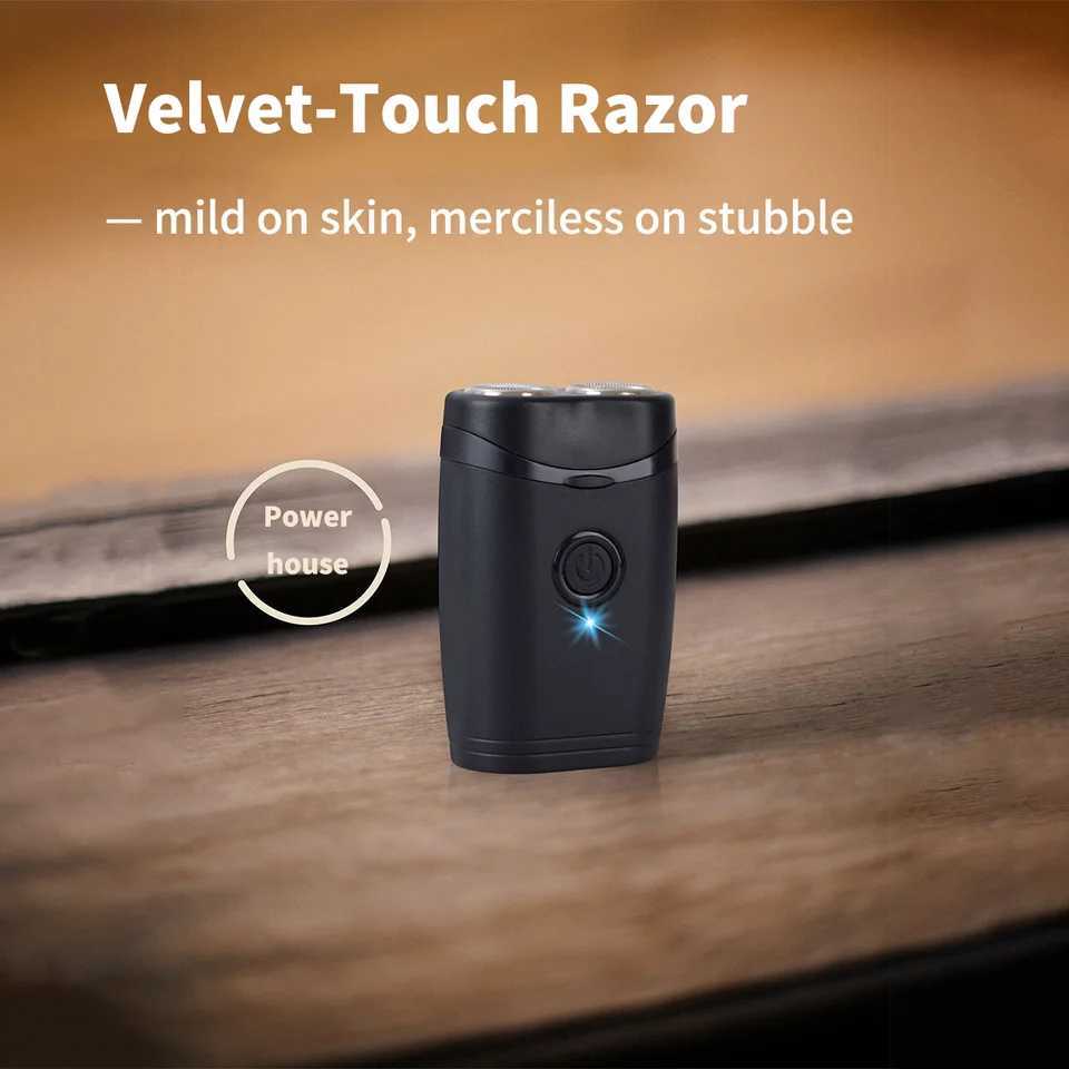 Electric Shaver Double Floating Head Mini Beard Knife For Men Portable Travel Cordless Face Razor Trimmer C251128