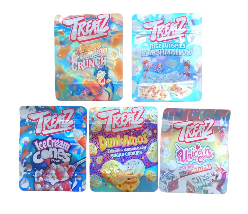 empty holographic mylar bag new pack design food storage packaging for snacks candy cookies nuts 100*126mm 3 5 grams ziplock pouch 200pcs