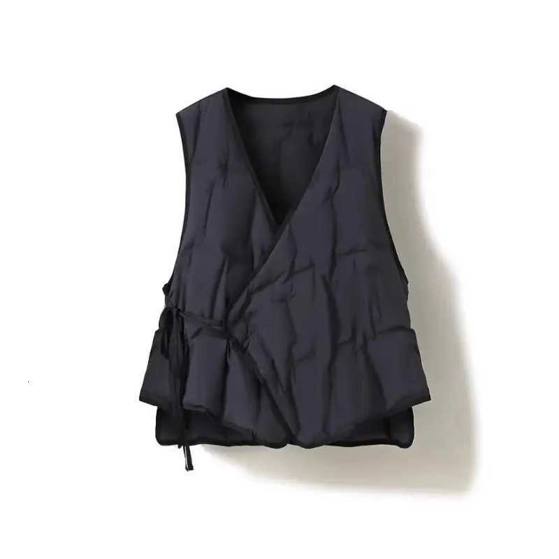 Coat Inner wear Base Liner Collarless V-neck Lightweight Belt down Jacket Cotton-padded Clothes Vest Outer WearT251128