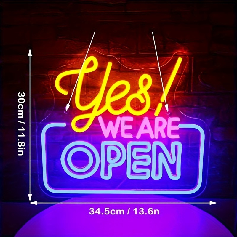 Yes We are Open Neon Signs Dimmable Led Bar Neon Sign for Business Hanging Open Signs Shop Restaurant Wall Decor Neon