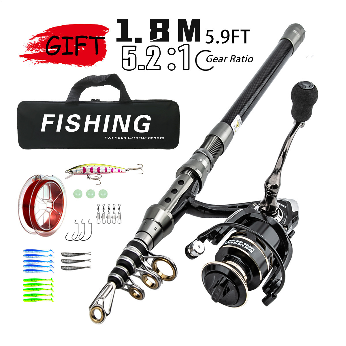 Fishing Accessories Spinning Rod Combo 15m24m Carbon Fiber and 20003000 Reel Telescopic Pole Kit Pesca 231213