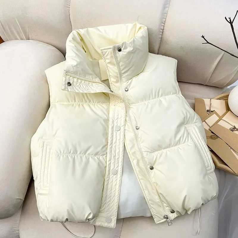 2024 New Women Winter Warm Waistcoat Ladies Sleeveless Stand Collar Coats Warm Outerwear Casual Lightweight Puffer Vest JacketsT251128