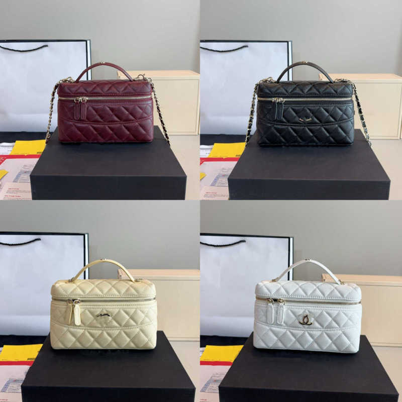 L P hot Enamel handle kel Cases Chain Bag Shoulder bag Handbag CC Makeup Box Vanity BagTote Caviar Sheepskin Cosmetic Case Women Designer Crossbody Multiple colors 9A