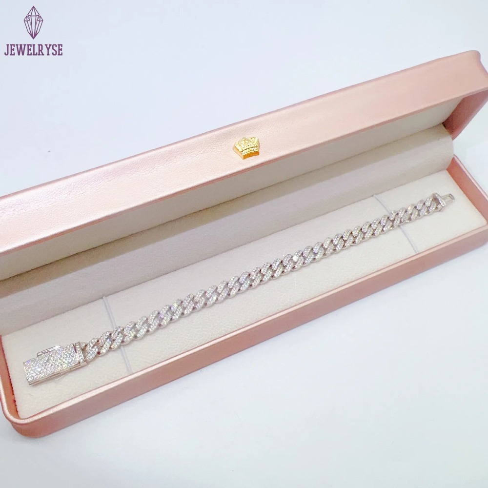 Chains 8mm 18-24inch 925 Sterling Silver VVS Moissanite Cuban Chain Necklace 7/8/9inch Bracelet For Women/Men Nice Gift