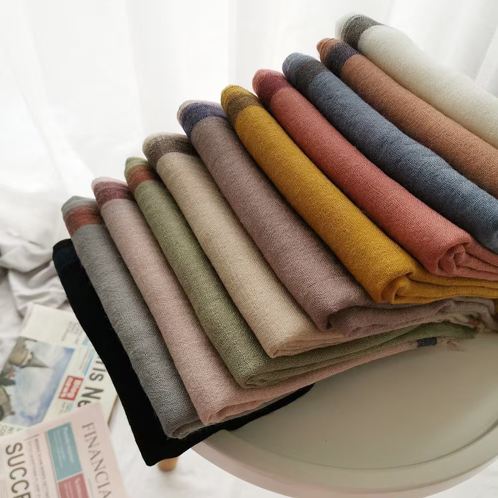 T578 thin wool scarf female new Korean version border solid color Amazon scarf wool shawl