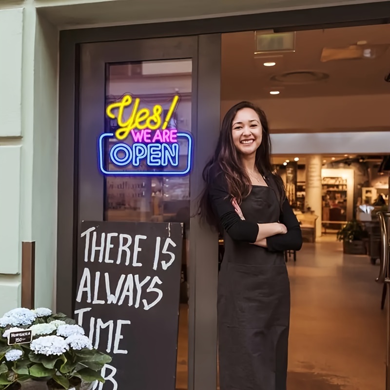 Yes We are Open Neon Signs Dimmable Led Bar Neon Sign for Business Hanging Open Signs Shop Restaurant Wall Decor Neon