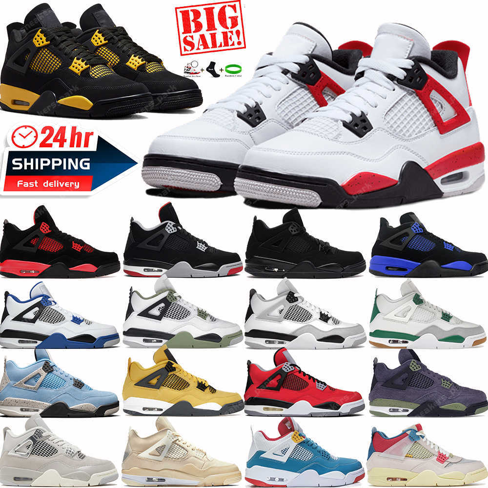 4 Basketball Shoes 4s Red Cement Thunder Black Cat Pine Green Midnight Navy Toro bravo White Oreo Sail Frozen Moments mens designer sneakers womens sport trainers