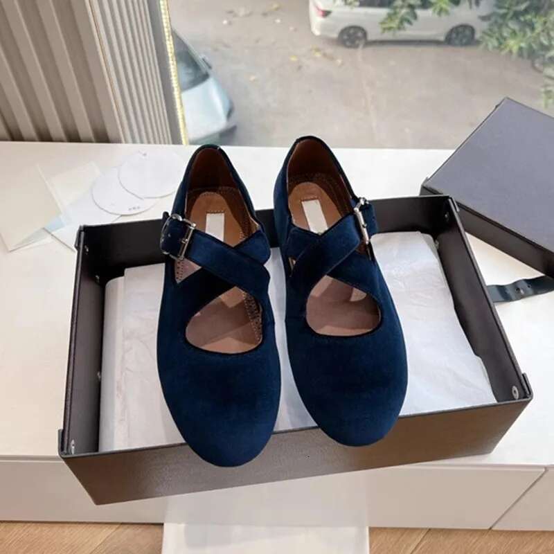 Spring and Autumn High Quality Cross Belt Buckle Mary Zhen Single for Women 2025 Veet Round Head Flat Ballet Shoes
