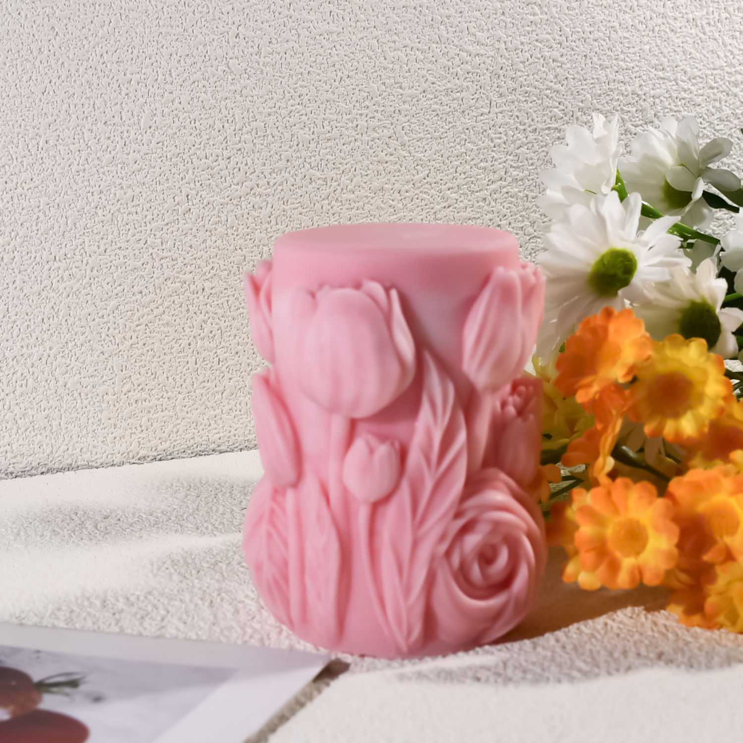 Tulip Cylinder Candle Silicone Mold Diy Scented Candle Plaster Handmade Soap Mold Home Decoration Decoration