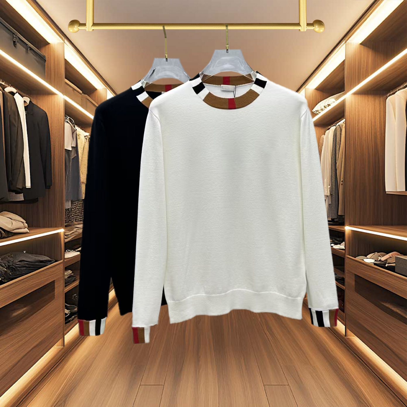 High quality designer men's T-shirts and polo shirts men's T-shirts fashionable round neck pullovers men's long sleeved T-shirts