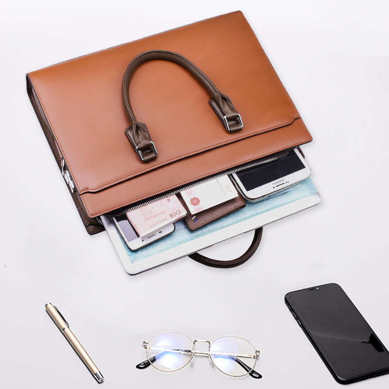 Luxury Bags Designer New Tote Leather Anti-Theft Code Lock Laptop Shoulder Bags Briefcase Top Cowhide Business Men's Cross Body