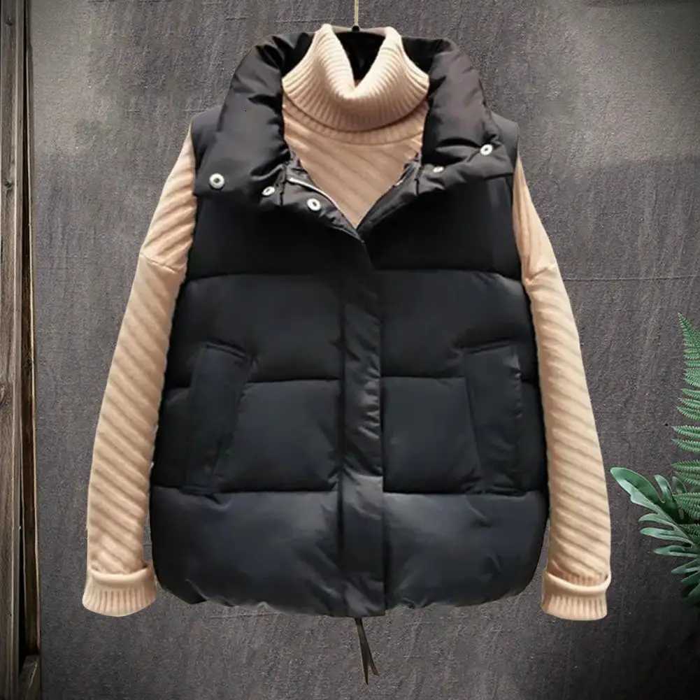 Women s Cropped Puffer Vest Zip Up Stand Collar Warm Sleeveless Padded Jacket Coat for Fall WinterT251128