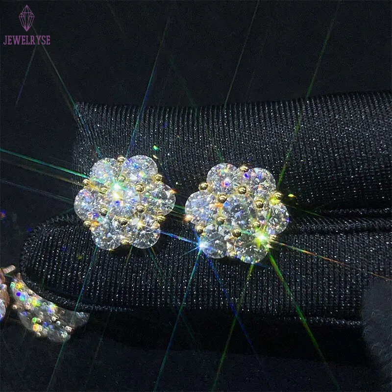 Hot Sale Dropshipping Fashion Jewelry Earrings Gold Plated Sier Vvs-Fl GRA Iced Out Screw Back Moissanite Stud Earring