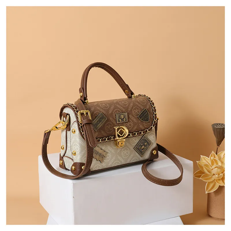 2025 new free shipping designer shoulder bag Vintage casual Sequined Distressed package white for woman