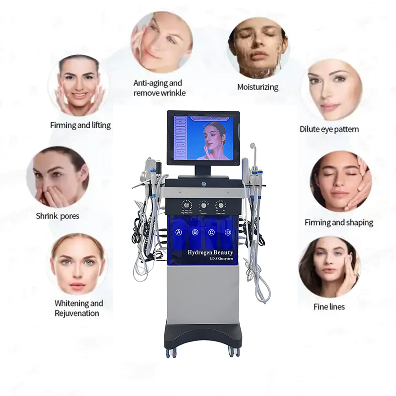 New High Quality Hydro Diamond Microdermabrasion 18 In 1 Facials Deep Cleaning Machine Oxygen Jet Aqua Peeling Beauty Facial Deep Cleaning Acne Remova