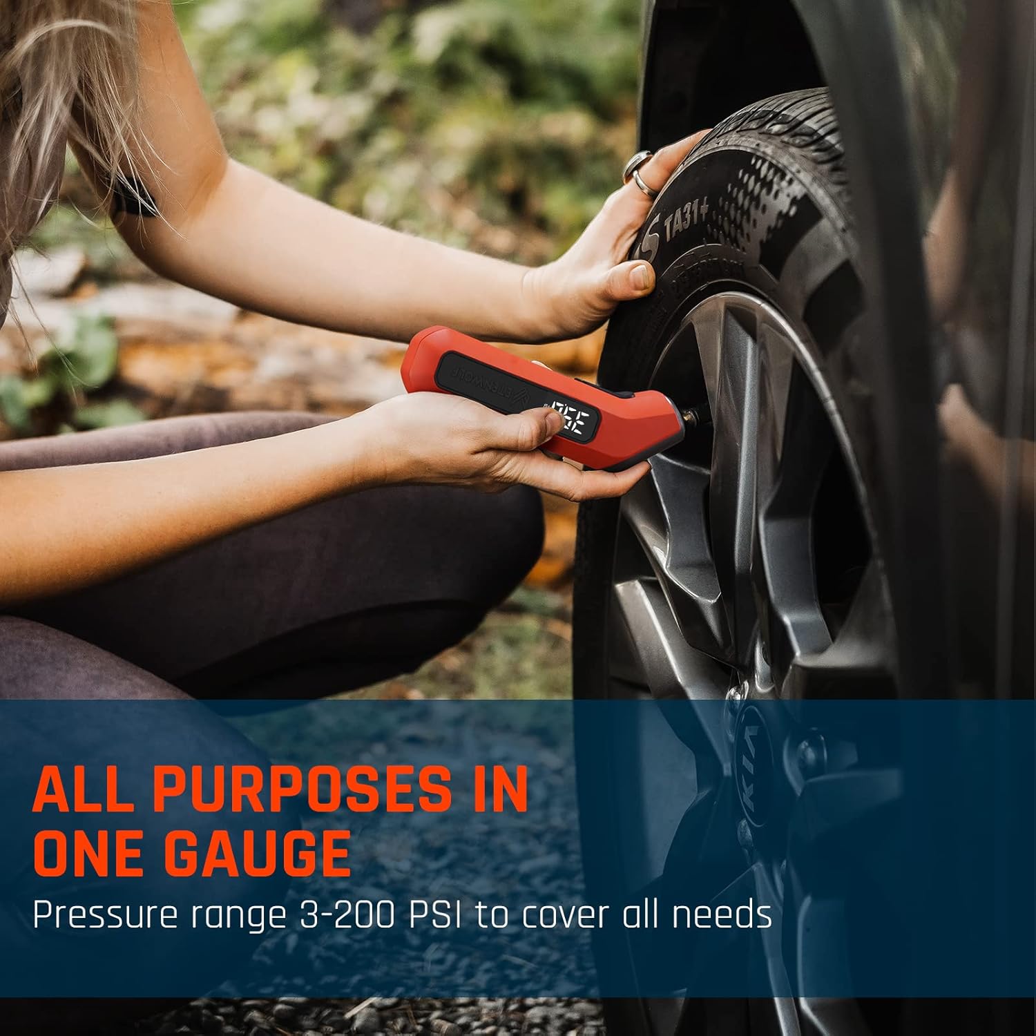 ETENWOLF T300 Plus Tire Pressure Gauge 200 PSI, with Bright LED Display, Tire Gauges for Tire Pressure with Presta Valve Adaptor