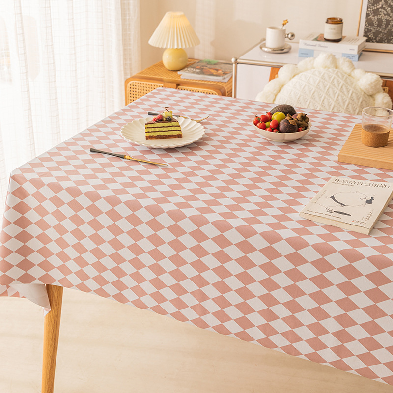 T0264 PVC tablecloth waterproof and oil-proof washable coffee table tablecloth rectangular light luxury diamond tablecloth wholesale