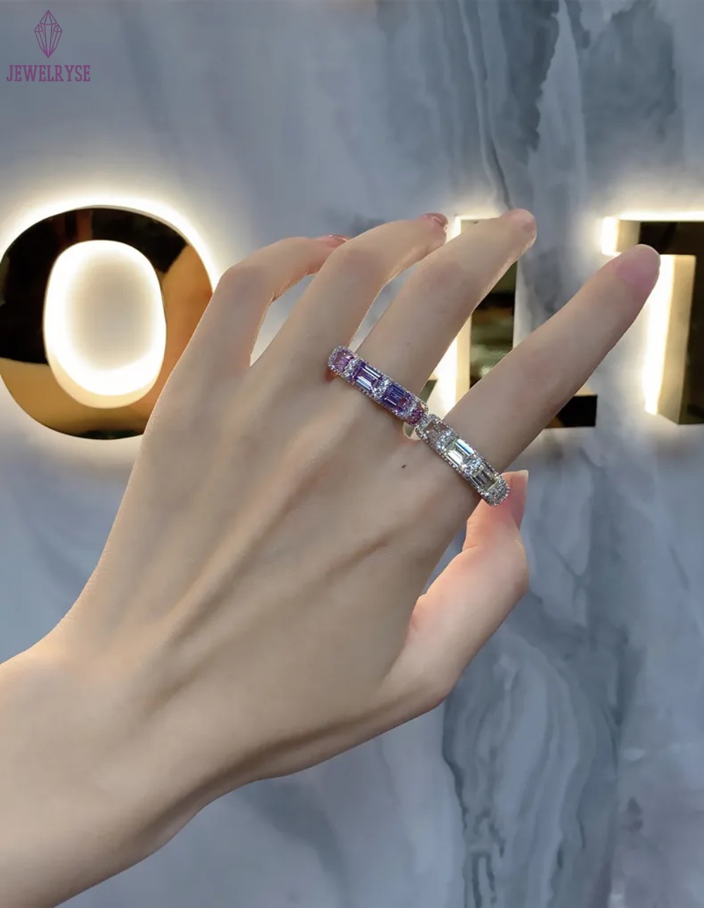 Wedding Rings Luxury Fine Jewelry Real 100% 925 Sterling Silver Emerlad Moissanite Diamond Gemstones Party Eternity Women Engagement Band Ring Gift