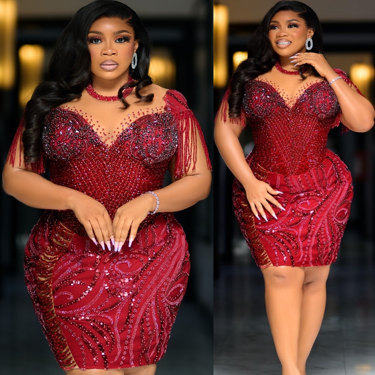 Dark Red Sheath Cocktail Dress Beaded Crystals Sheer Neck Sequined Short Mini Graduation Homecoming Dresses For Special Occasions Sweetheart Gowns