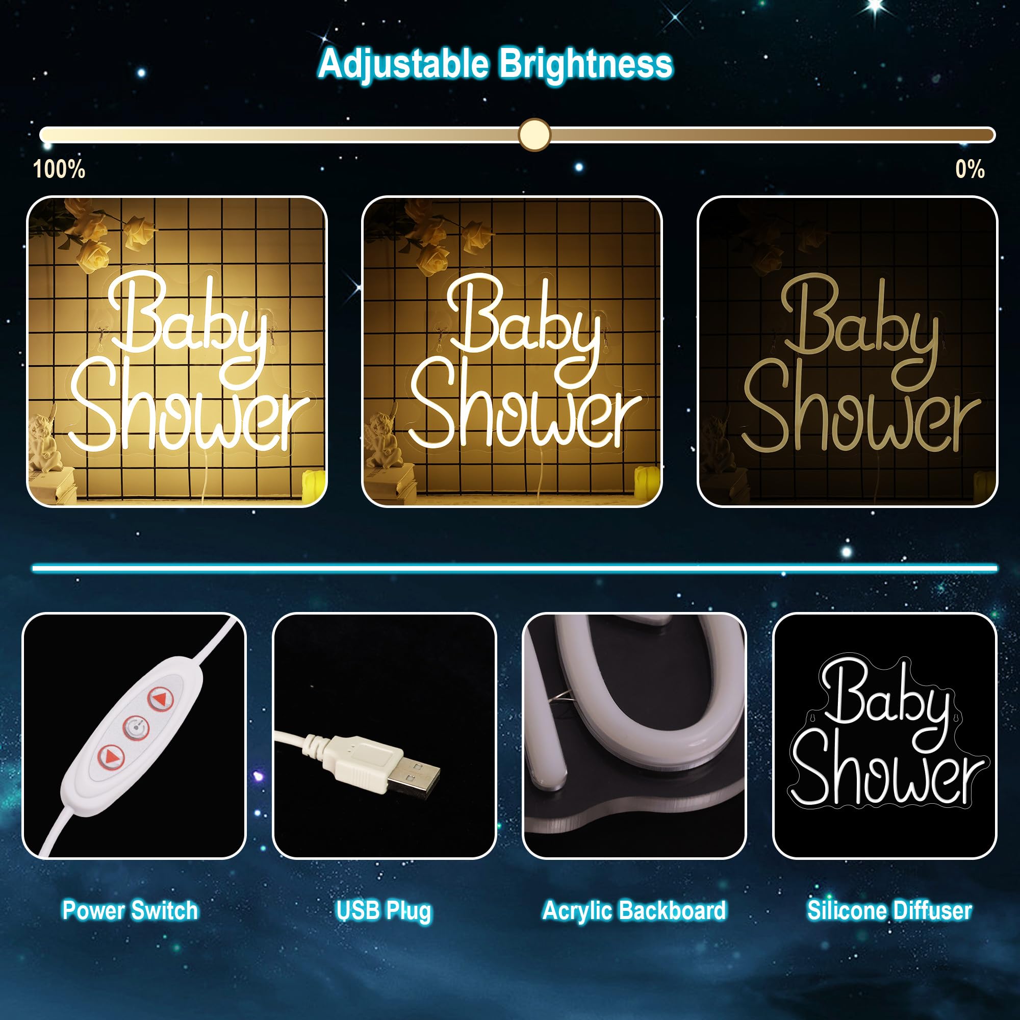 Baby's Birthday Party Decoration - Multihued Plaster Bath Signal LED Display