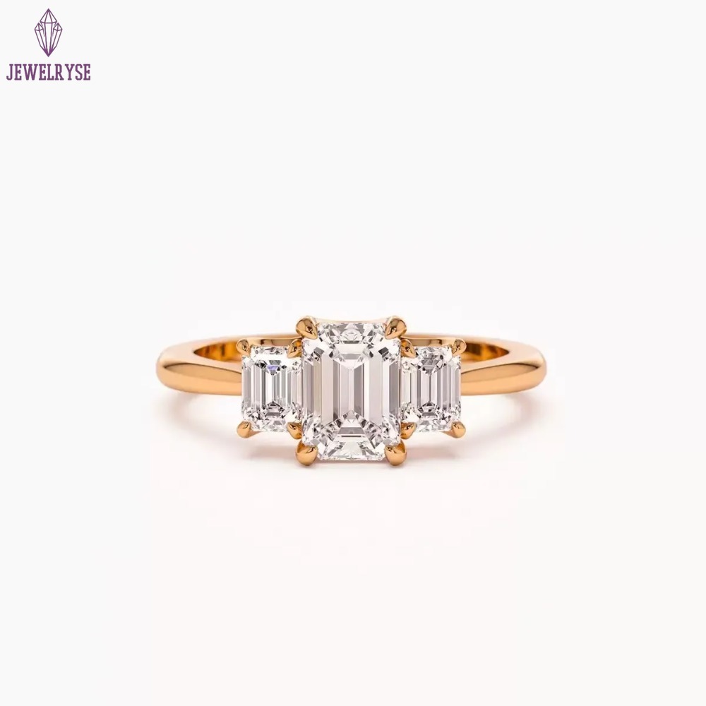 10K 14K 18K White Gold IGI Certificated Lab Grown Diamond 5CT Vintage Engagement Emerald Cut Ring