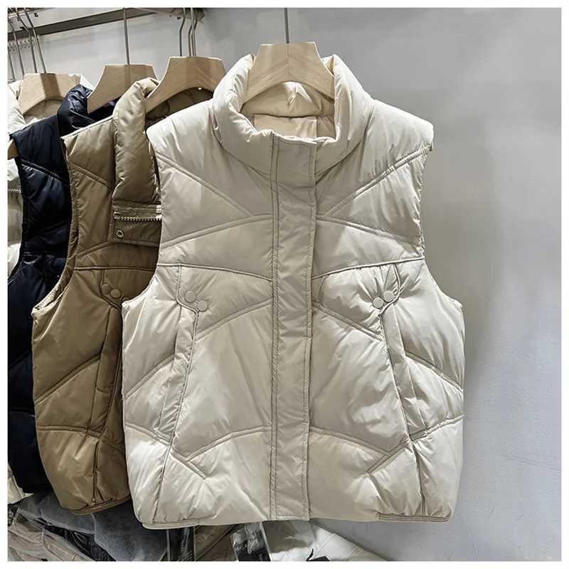 2024New Women Autumn Winter Down Cotton Vest short Fashion Stand-up Collar Cotton Vest With Everything On The Shoulder CoatT251128