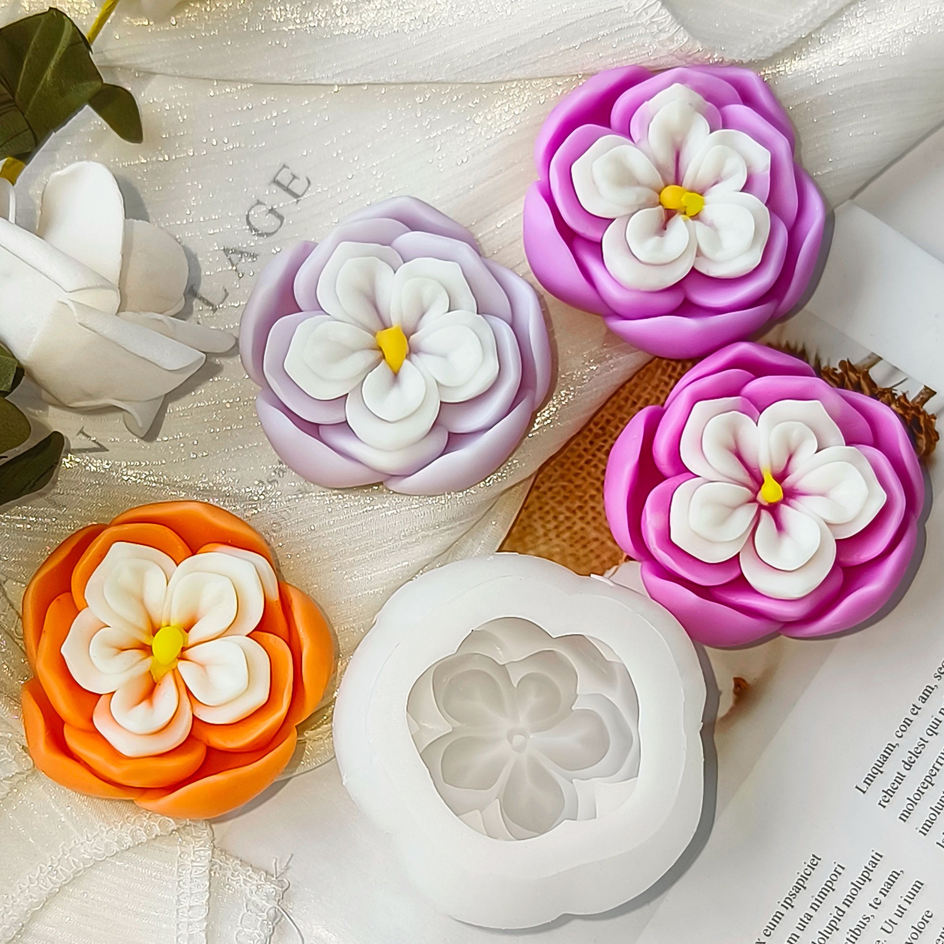 Flower Candle Silicone Mold Diy Aromatherapy Gypsum Three-dimensional Flower Diffuser Stone Hand Soap Mold