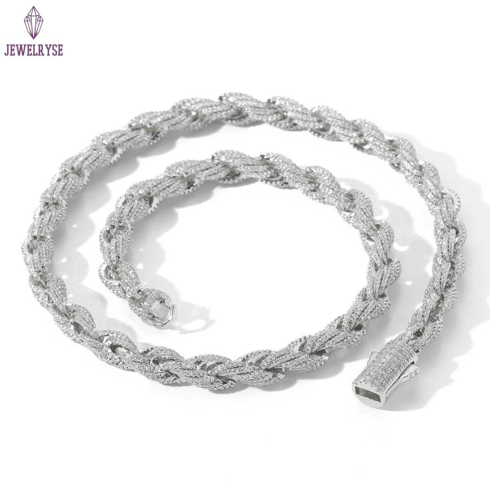 Fresh Item High Quality Hip Hop Bling 925 Sterling Silver 8mm Flawless d Color Lab Diamond Moissanite Rope Chain