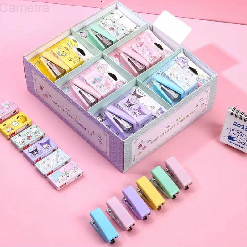 Sanrio 6/24pcs Cinnamoroll Mini Stapler Set Kulomi Pachacco Student Binding Tools Stapler Kids Stationery School Office Supplies H251128