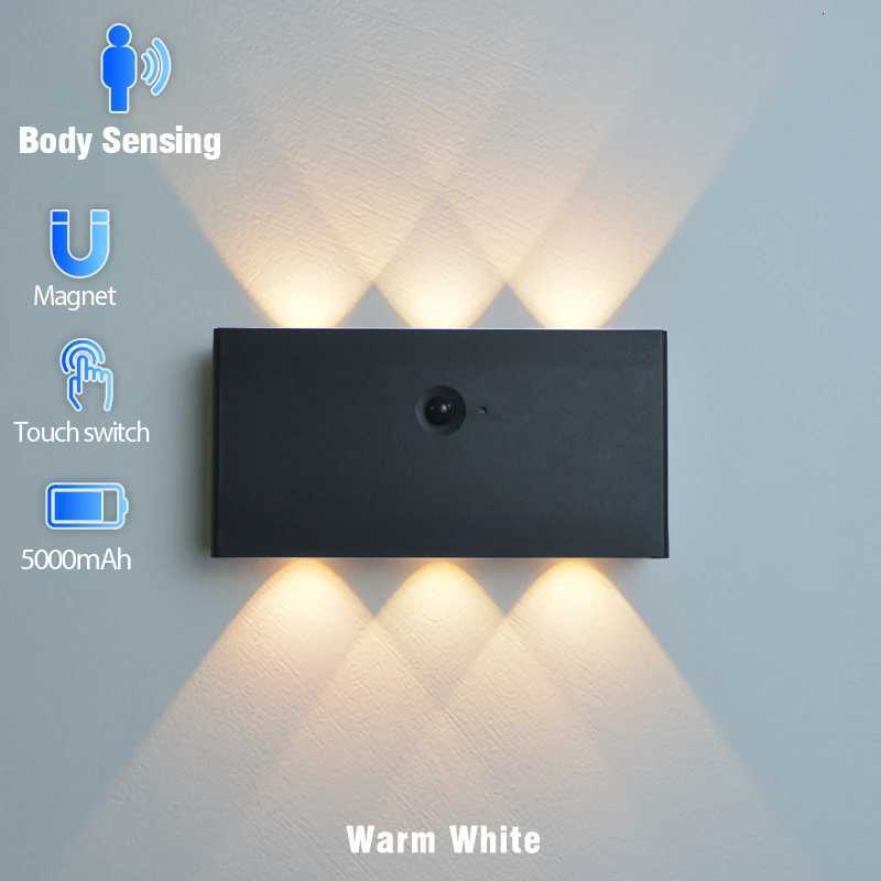 LED Motion Sensor Wall Lamp Rechargeable Wall Lights 5200mAh Battery Indoor Lighting for Home Bedroom Decor High Brightness Deco M251128
