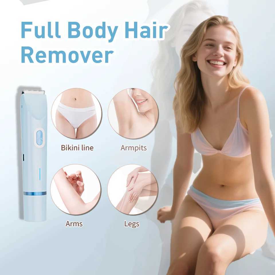 2-in-1 Dual-Head Hair Trimmer Electric Razor Shaver For Womens Bikini Trimmer for WomenLegs Armpit Face Pubic Hairs C251128
