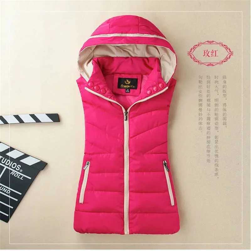 2024 Autumn Winter New Hooded Cotton Warm Vest Female Students Streetwear Korean Loose Sleeveless Parkas Vest WomenT251128