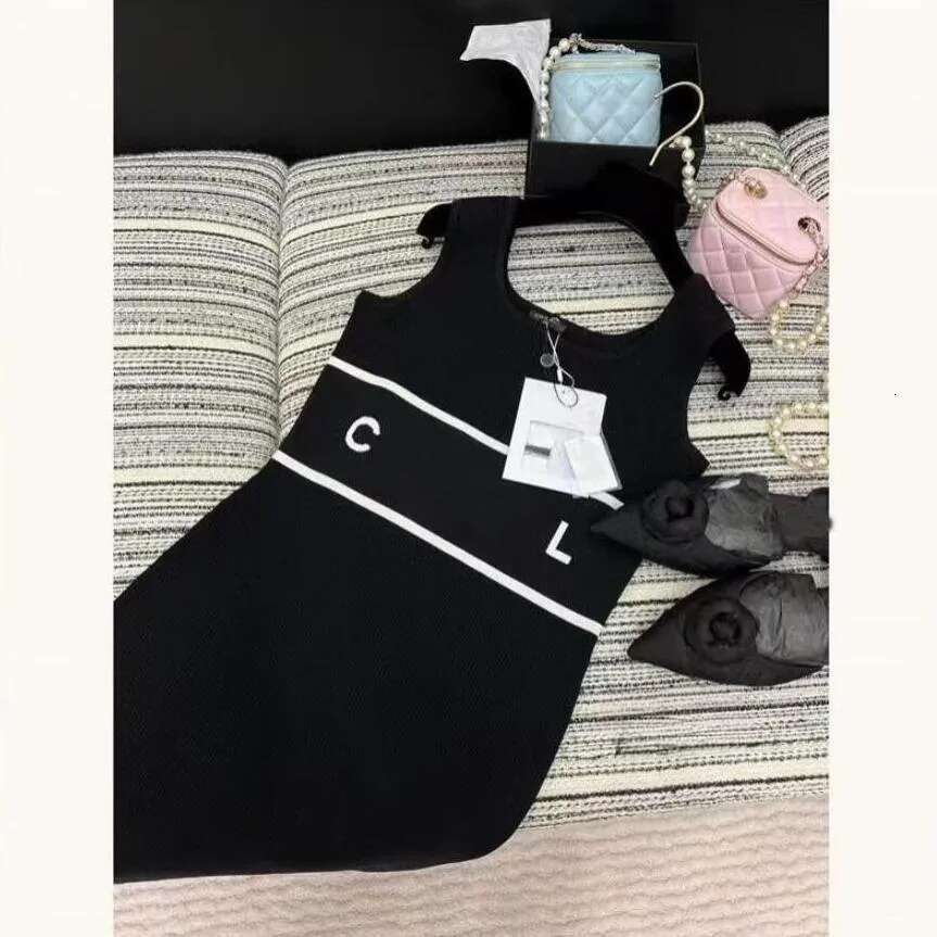 Dress dresses designer womens t shirt partydress Fashion casual Summer sleeveless dress knitted elastic C letter embroidery S-XL