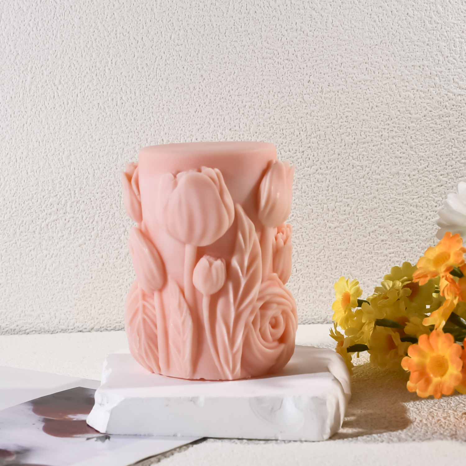 Tulip Cylinder Candle Silicone Mold Diy Scented Candle Plaster Handmade Soap Mold Home Decoration Decoration