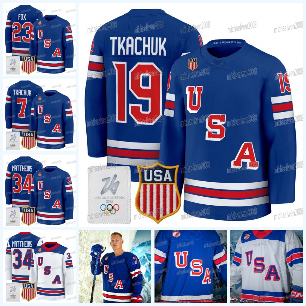 Women Youth Team Name USA 2026 Olympicss Hockey Jerseys Matthew Tkachuk Matthew Jake Guentzel Brady Tkachuk Jack Hughes Adam Fox Hellebuyck Quinn Hughes