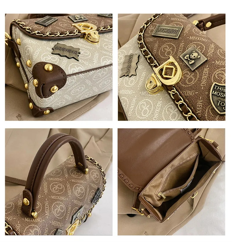 2025 new free shipping designer shoulder bag Vintage casual Sequined Distressed package white for woman