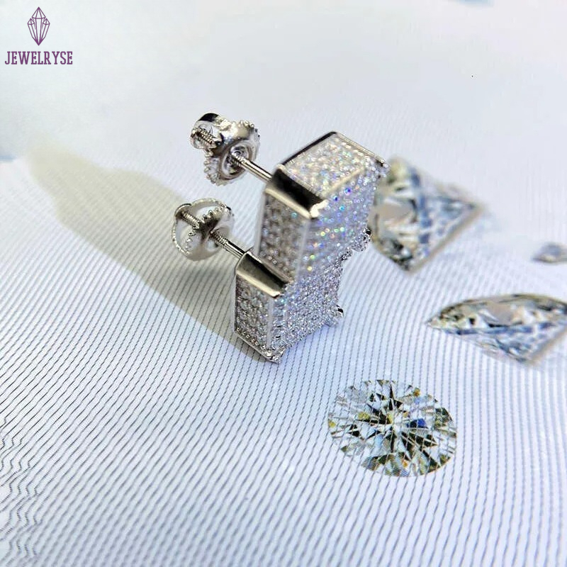 Fashion Jewelry Beautiful Fine Box Packaging Sterling Sliver Moissanite Earrings For Men Or Women