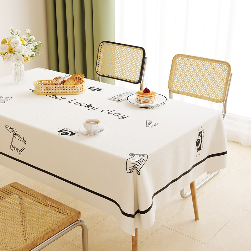 B433 new lambskin printed tablecloth light luxury atmosphere tablecloth waterproof and oil-proof washable coffee table cloth heat insulation