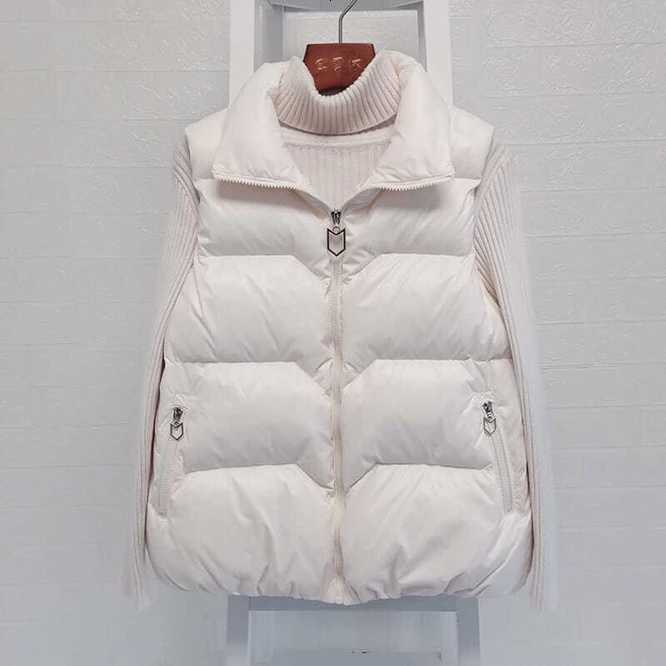 New Autumn Winter Down Cotton Womens Vest Korean Loose Girls Versatile Stand Collar Vest Coat Leisure Time Outdoors BlackT251128