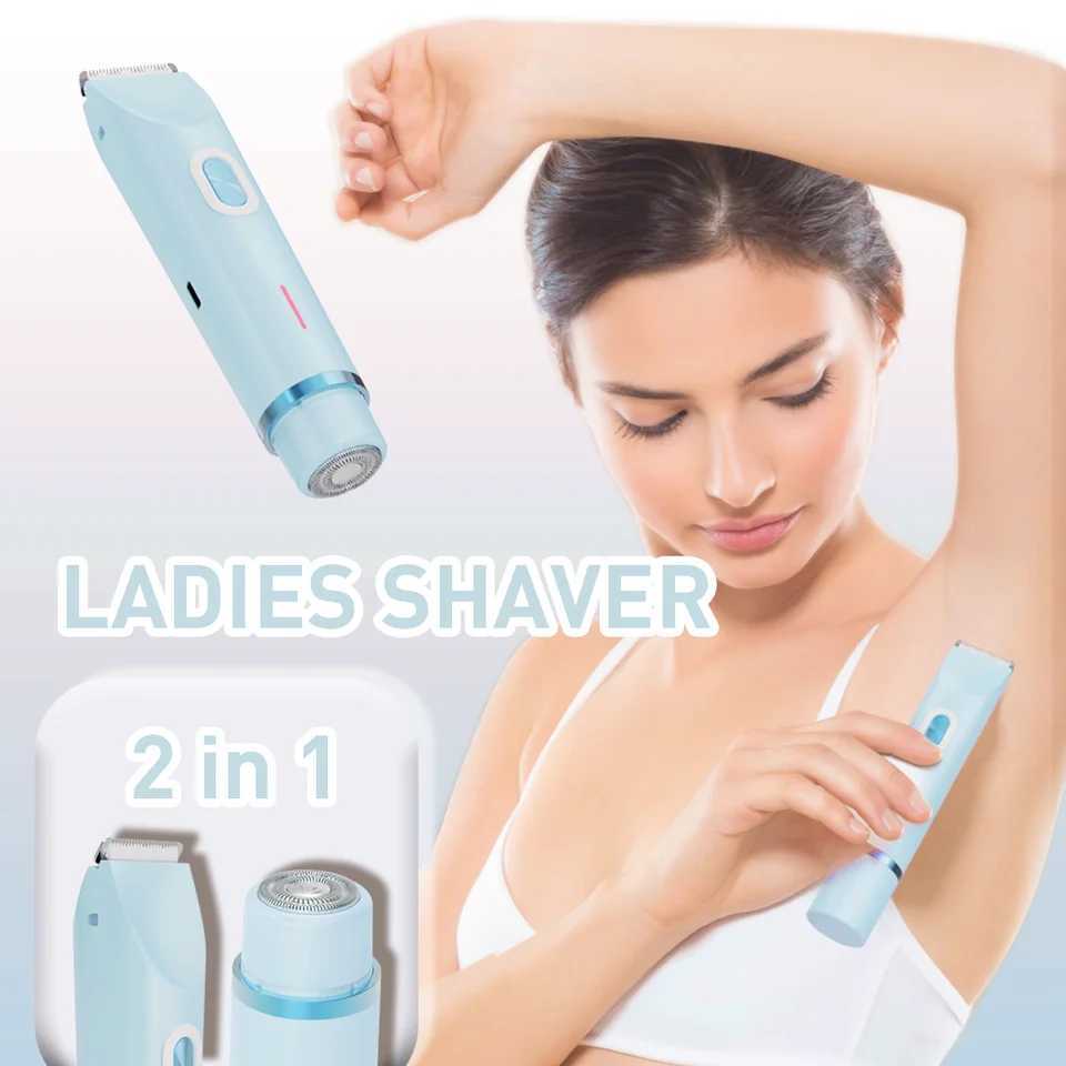 2-in-1 Dual-Head Hair Trimmer Electric Razor Shaver For Womens Bikini Trimmer for WomenLegs Armpit Face Pubic Hairs C251128