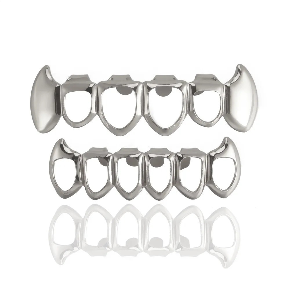 Fashion Hollow Teeth 14K Gold Plated Tooth Caps Decor Braces Fangs Dental Grills For Men Women Jewelry 250427