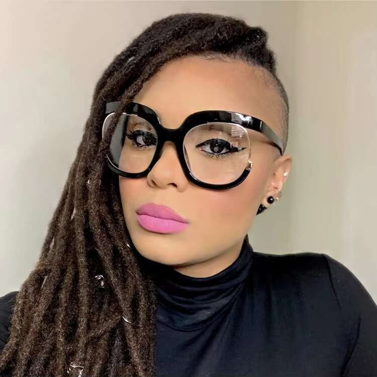 Blue Transparent Concave Fashionable Street Photography Eyewear with Round Frames