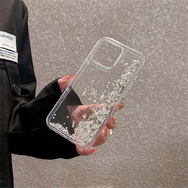 Transparent Flowing Sand Phone Case iPhone 17 Compatible with Apple 16/15/14 Pro Max Fashion Light Luxury High-end Feel