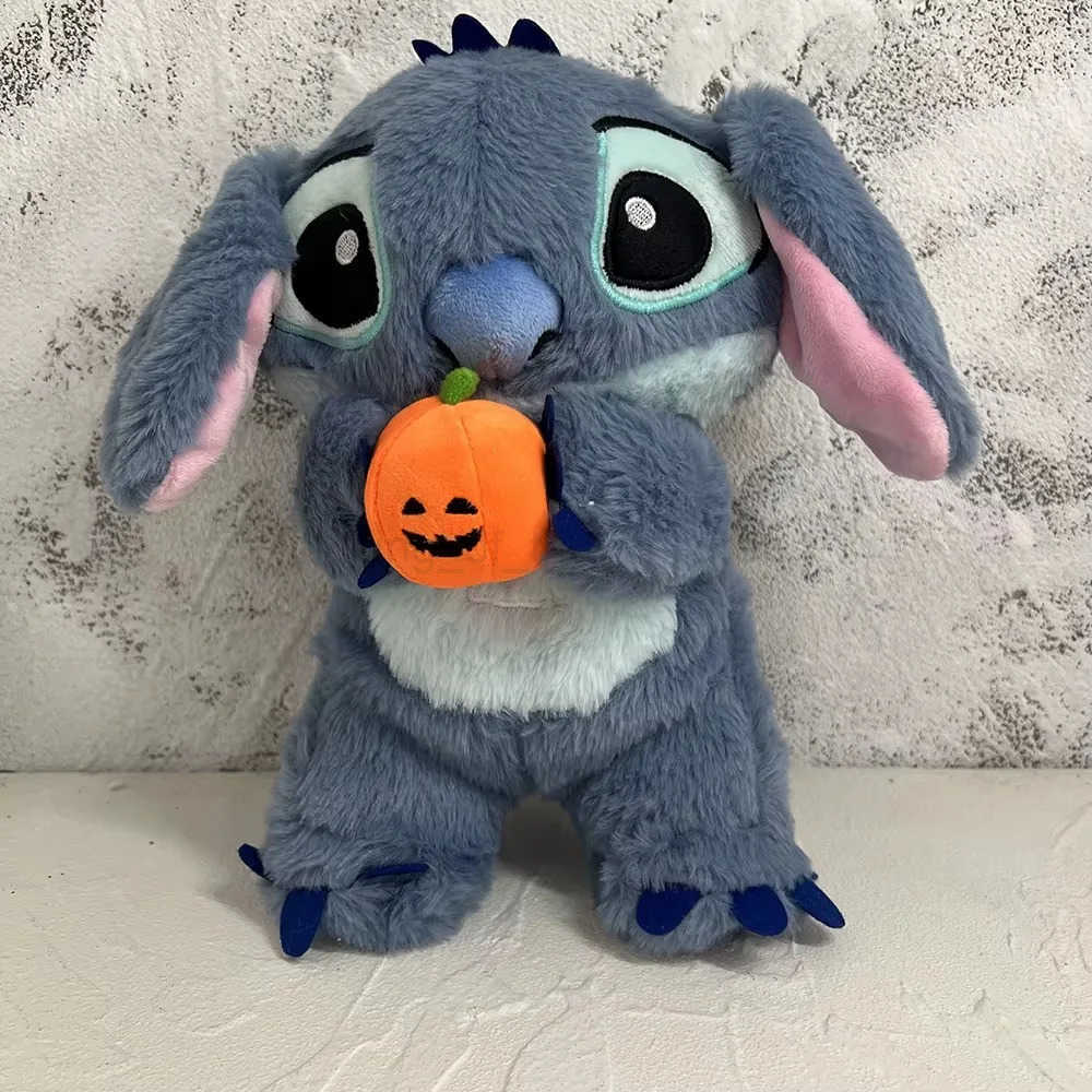 Disney Halloween Stitch Plush Doll With Breath Child Peluche Soothes Toys Anime Baby Light Sleep Toys Pumpkin Stitch Kids Gifts W20250428