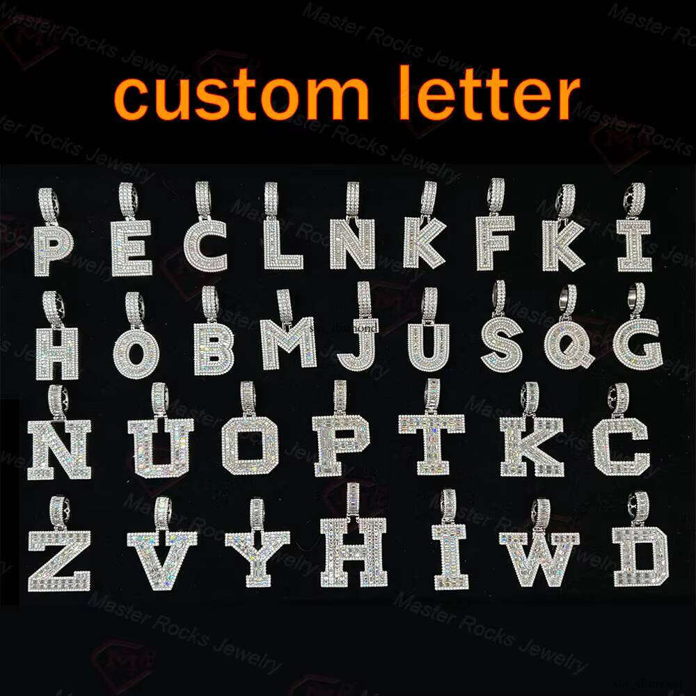 Fully Iced Out Letter Hip Hop Bling Dia Initial J Sier Custom VVS Moissanite Pendant