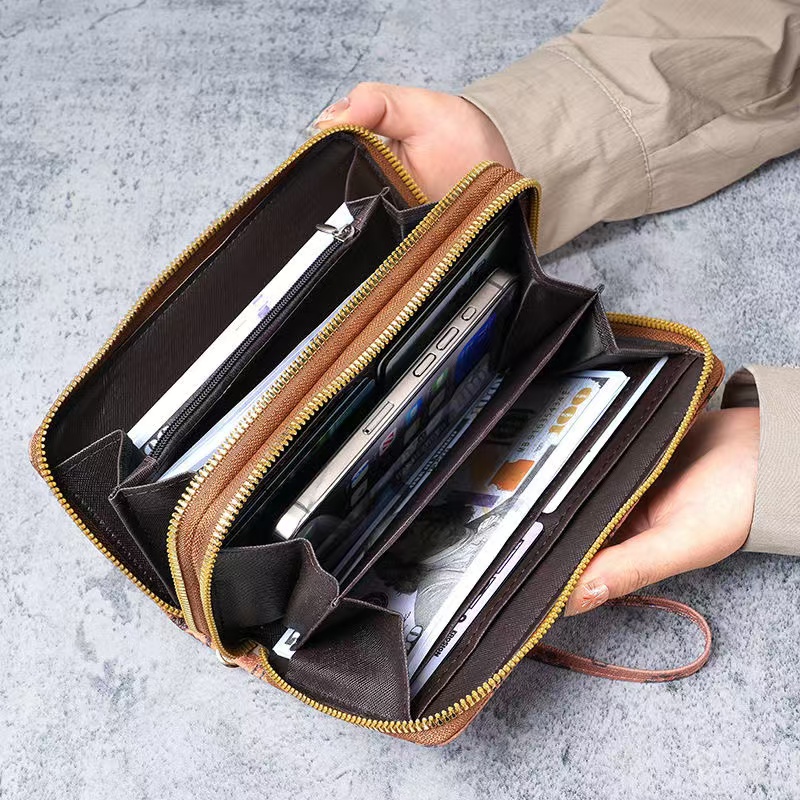 New Long Designer Wallet, Fashionable Double Zipper Large Capacity Women's Wallet