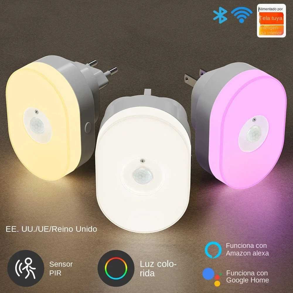 WiFi Tuya Smart Led Night Light PIR Motion Sensor Eu Us Uk Plug In Wall Lamp Warm White RGB Room App Voice For Alexa Google Home M251128