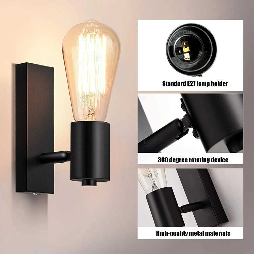 350 Degree Rotating Retro Wall Lamp Modern Industrial Black Metal Bedroom Bedside Lamp Entrance Aisle Staircase E27 Wall Light M251128
